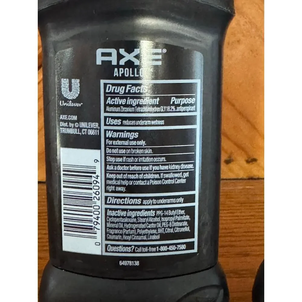 NEW AXE Apollo Antiperspirant Deodorant 48H Protection Lot Of 2 (Retail $13)